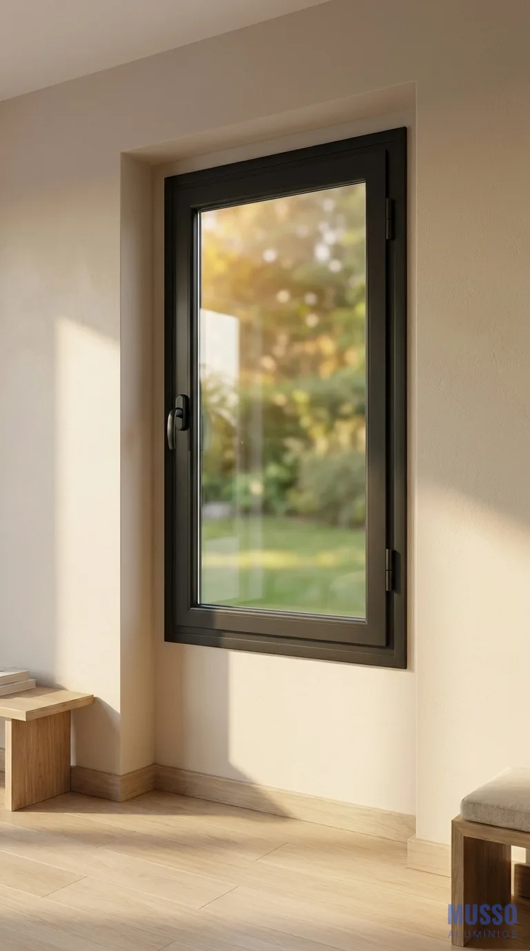 Modena Abrir DVH de 50 × 110 cm en negro, instalada