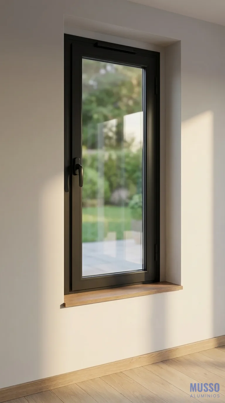 Modena Abrir DVH de 50 × 150 cm en negro, instalada