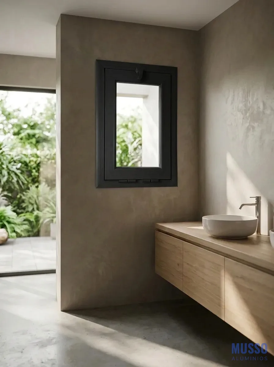 Modena Banderola DVH de 40 × 60 cm en negro, instalada