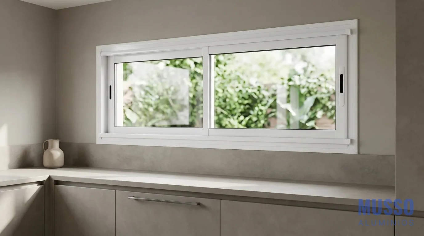 Modena Corrediza DVH de 150 × 60 cm en blanco, instalada