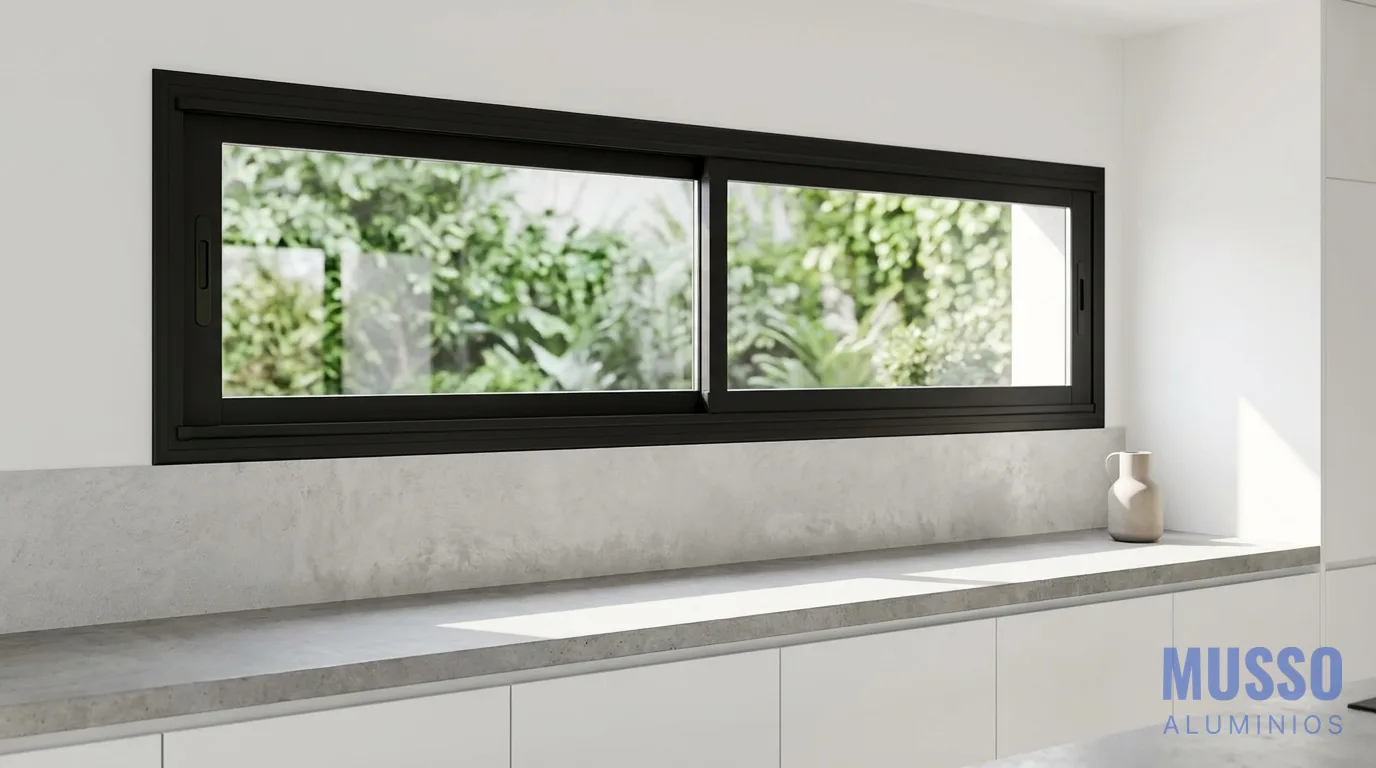 Modena Corrediza DVH de 150 × 60 cm en negro, instalada