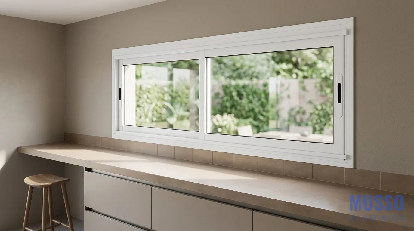 Modena Corrediza DVH de 200 × 60 cm en blanco, instalada