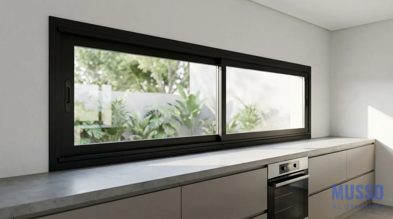 Modena Corrediza DVH de 200 × 60 cm en negro, instalada