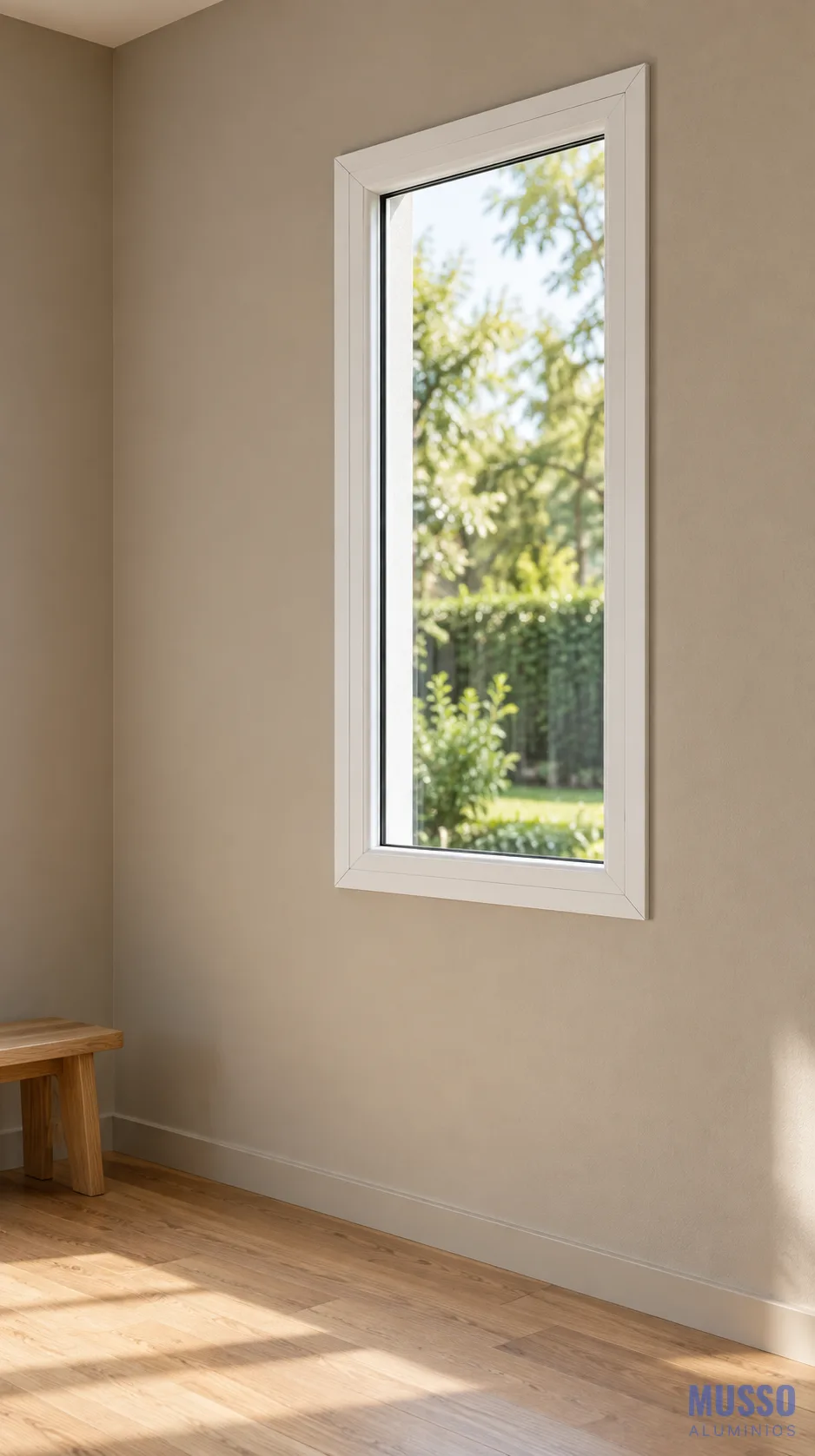 Modena Paño Fijo DVH de 60 × 110 cm en blanco, instalada