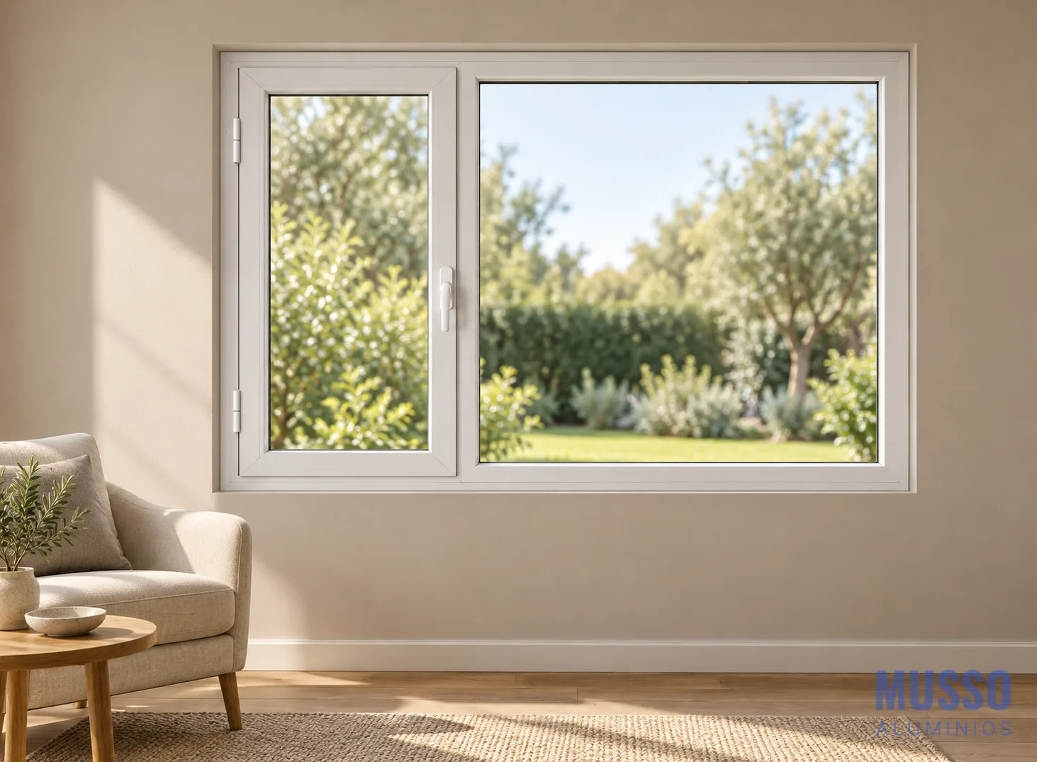 Modena Patagónica DVH de 150 × 110 cm en blanco, instalada