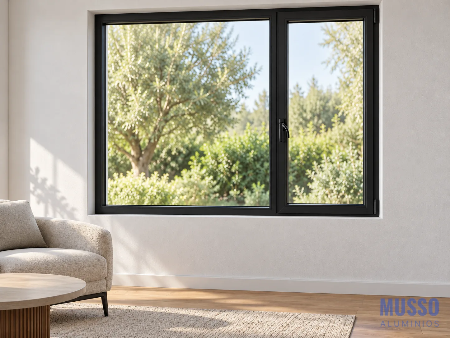 Modena Patagónica DVH de 150 × 110 cm en negro, instalada