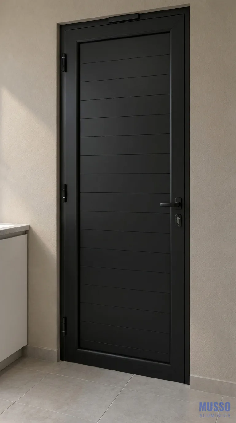 Modena Puerta Ciega de 80 × 200 cm en negro, instalada