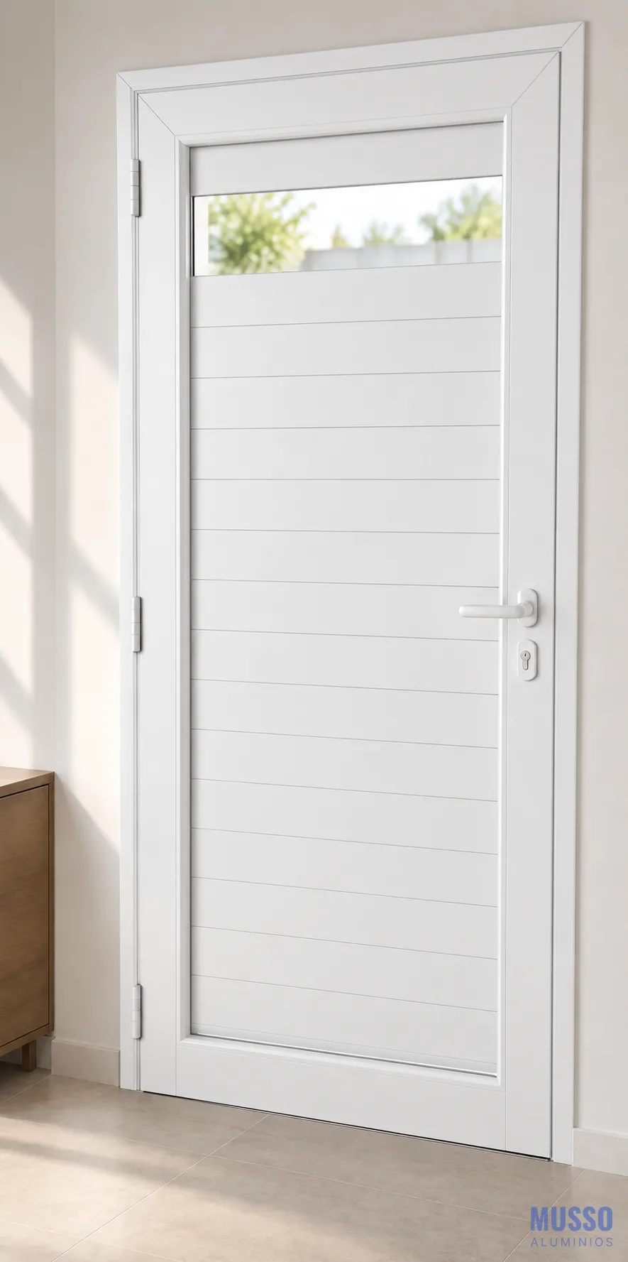 Modena Puerta Mirilla de 90 × 200 cm en blanco, instalada