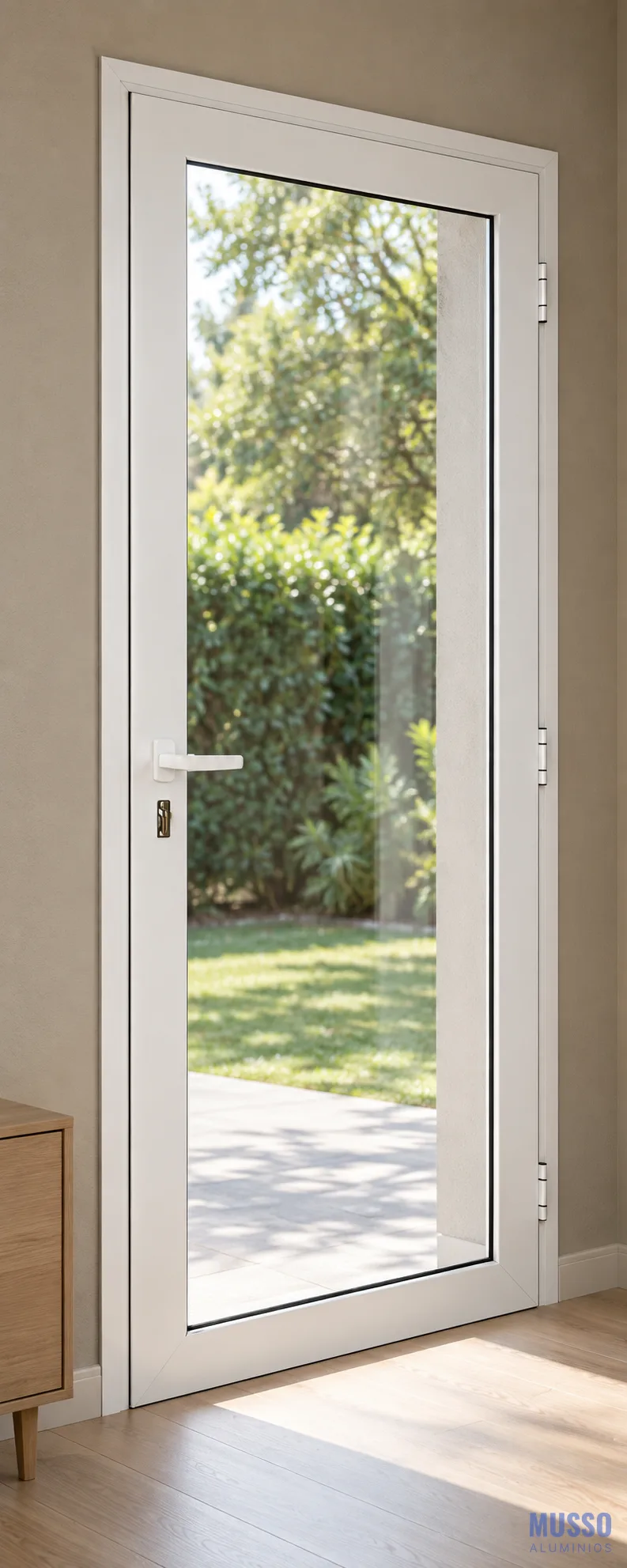 Modena Puerta Vidrio de 80 × 200 cm en blanco, instalada