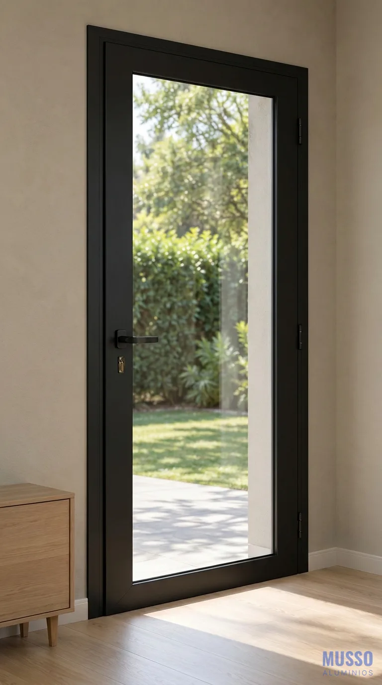 Modena Puerta Vidrio de 80 × 200 cm en negro, instalada